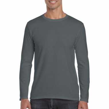 Basic heren t-shirt antraciet met lange mouwen