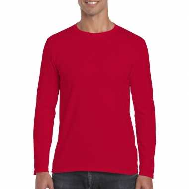 Basic heren t-shirt rood met lange mouwen