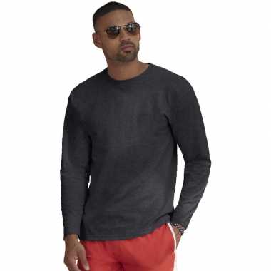 Lange mouwen stretch t-shirt donkergrijs voor heren
