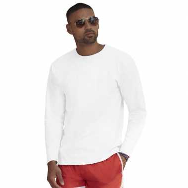 Lange mouwen stretch t-shirt wit voor heren