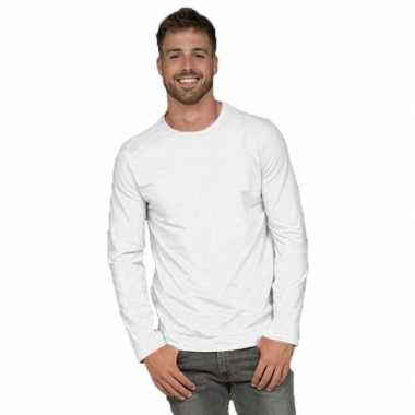 Lange mouwen stretch t-shirt wit voor heren