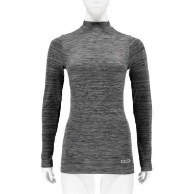 Zwarte melange thermo shirt met lange mouwen voor dames