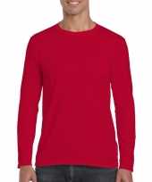 Basic heren t shirt rood met lange mouwen