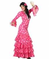 Flamenco danseres jurk roze met lange mouwen voor dames