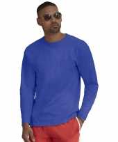 Lange mouwen stretch t shirt blauw voor heren 10148933