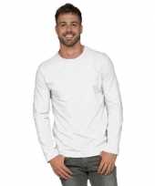 Lange mouwen stretch t shirt wit voor heren